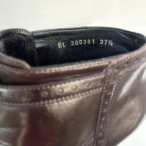 Auc YSL Tribtoo Brown Leather Platform Ankle Booties Boot 7,5 - Picture 4 of 14